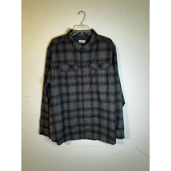 Columbia Other - Columbia Men's Long Sleeve‎ Flannel Shirt Size XL Black & Gray Plaid Omniwick